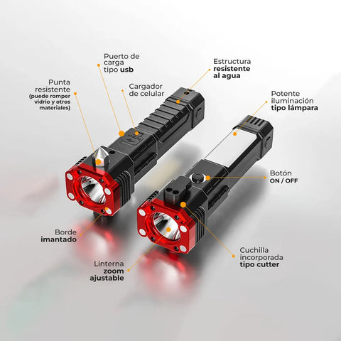 Image of 🔦 Linterna Táctica Multifuncional 4 en 1